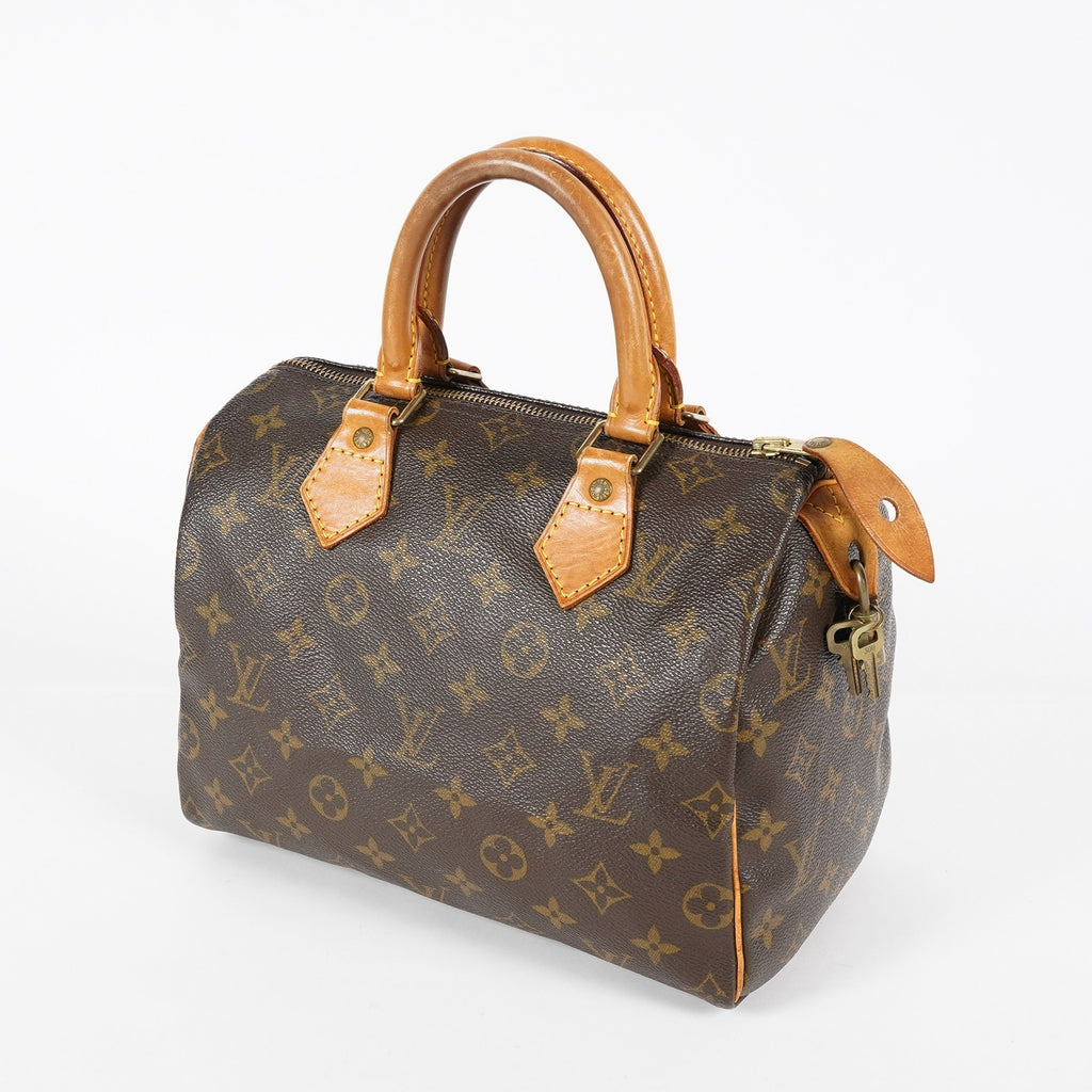 Louis Vuitton Monogram Speedy 25 Handbag M41528 Brown Vintage Used 07E037150029