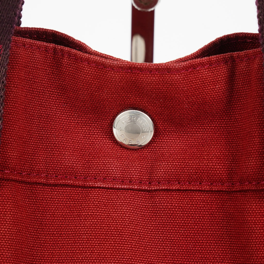 Hermes Fourre Tout GM Tote Bag Brick Red Canvas Used Vintage Women 07E16715009