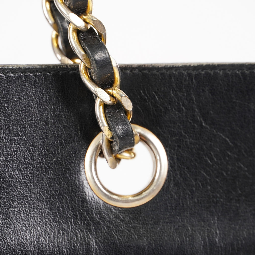 CHANEL Vintage Quilted CC Logo Jersey Chain Flat Shoulder Tote Bag 05E216352529