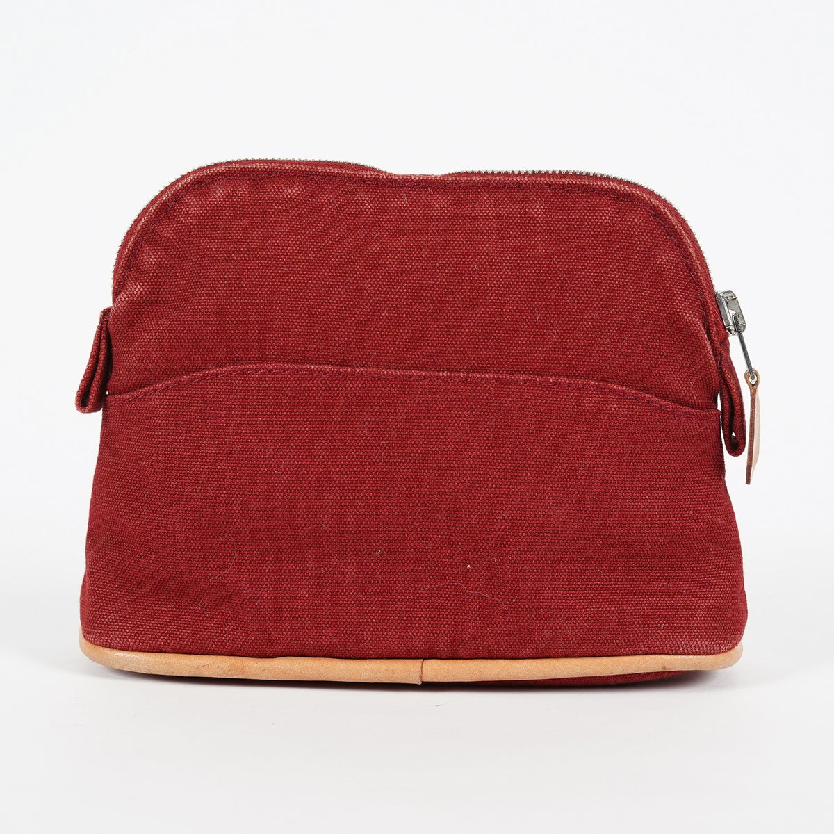 Hermes Bolide Pouch 18 Mini Brick Red Cotton Canvas Vintage Used 07E22715009