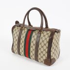 Gucci Vintage GG Supreme Sherry Line Mini Boston Bag Beige Leather 07E052640017