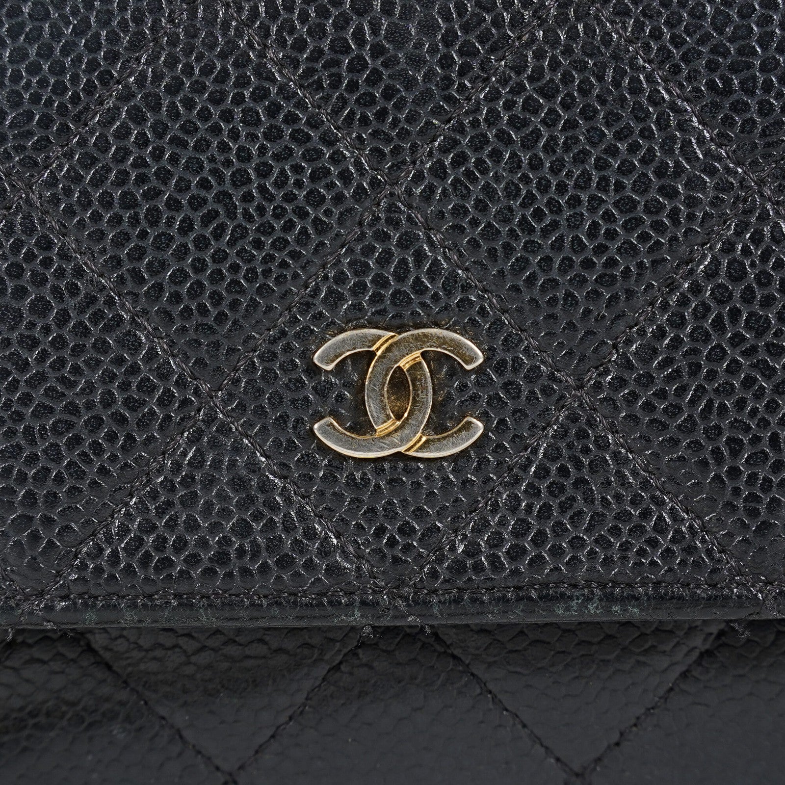 Chanel Caviar Quilted Wallet On Chain WOC Black Crossbody Bag Gold 07E2620790012