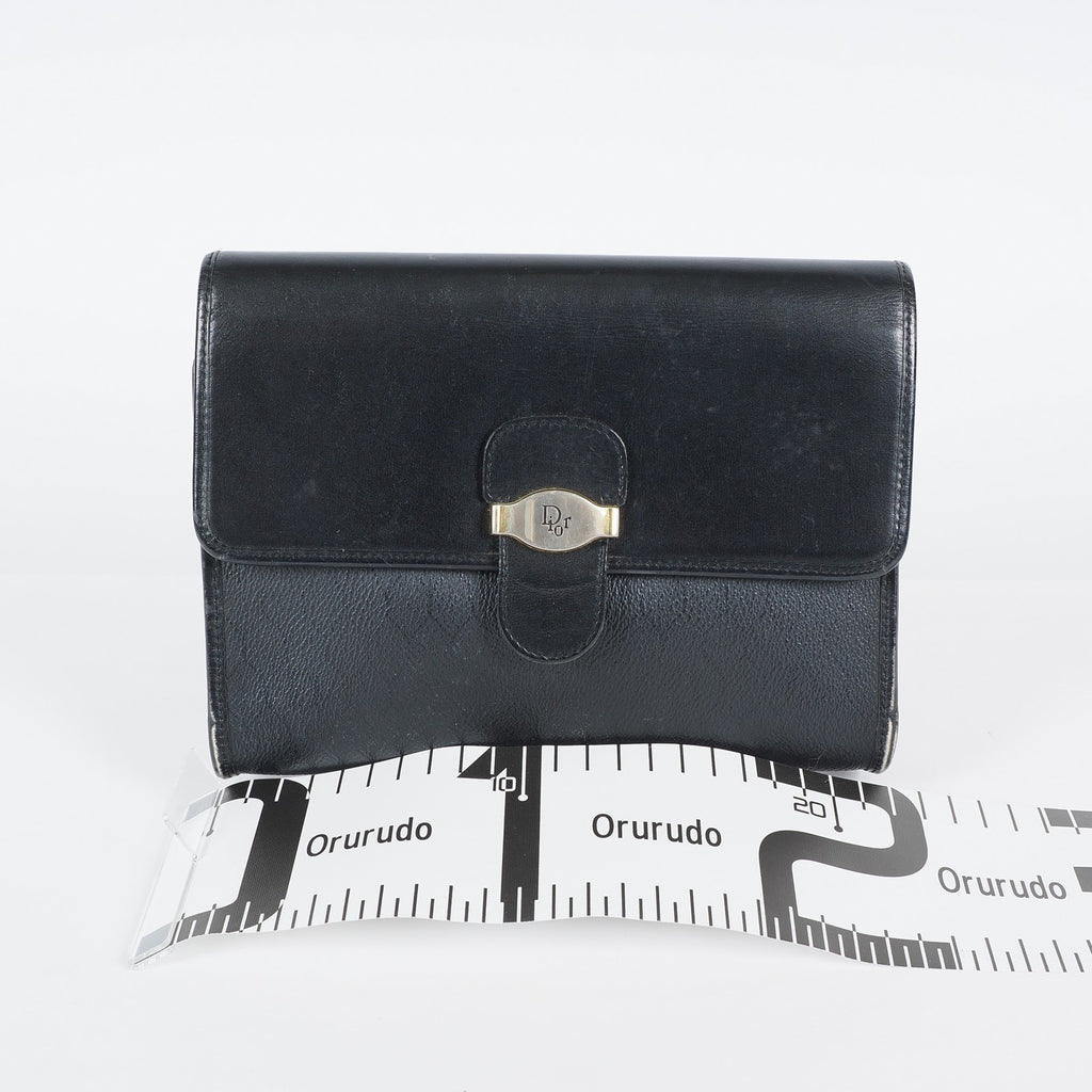 Christian Dior Vintage Leather Shoulder Bag Black Classic Handbag XY230