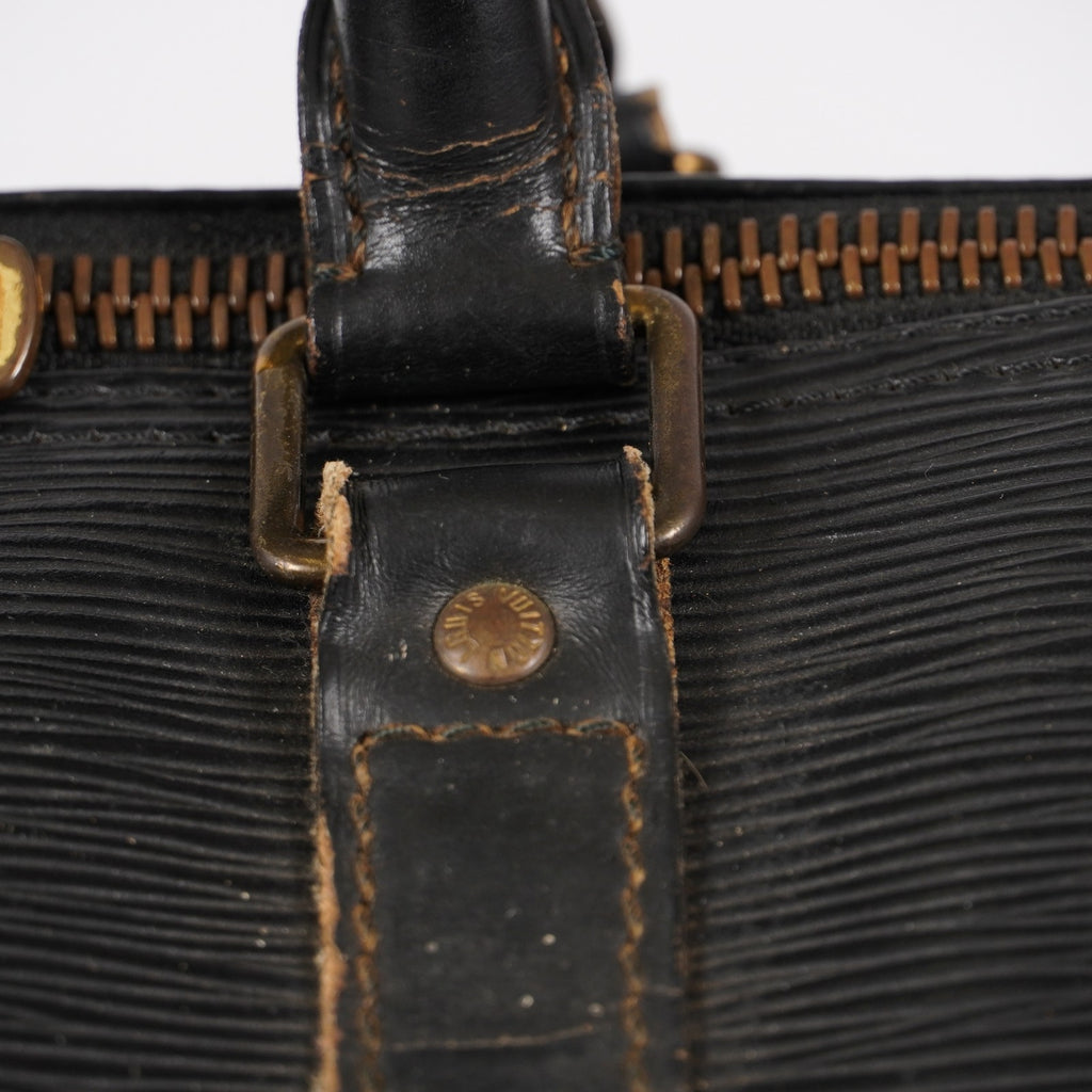 LOUIS VUITTON Epi Keepall 50 Boston Bag Black M42962 LV Auth 05E173960016