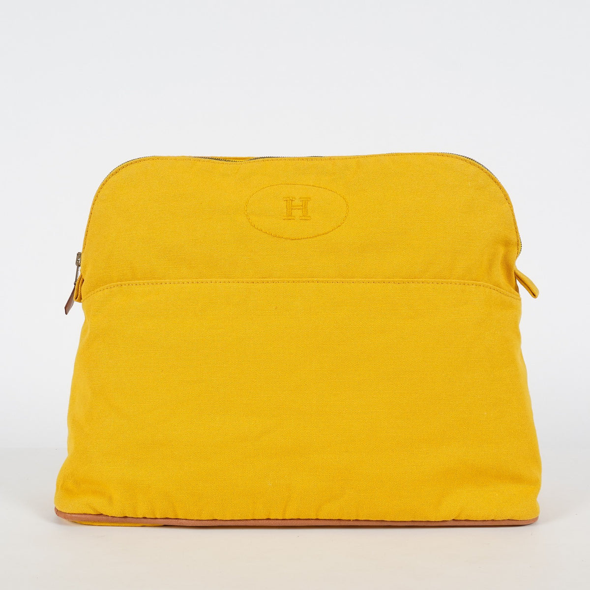 Hermes Bolide Pouch 31 Yellow Canvas Case Accessory Pouch Used 08E11715024