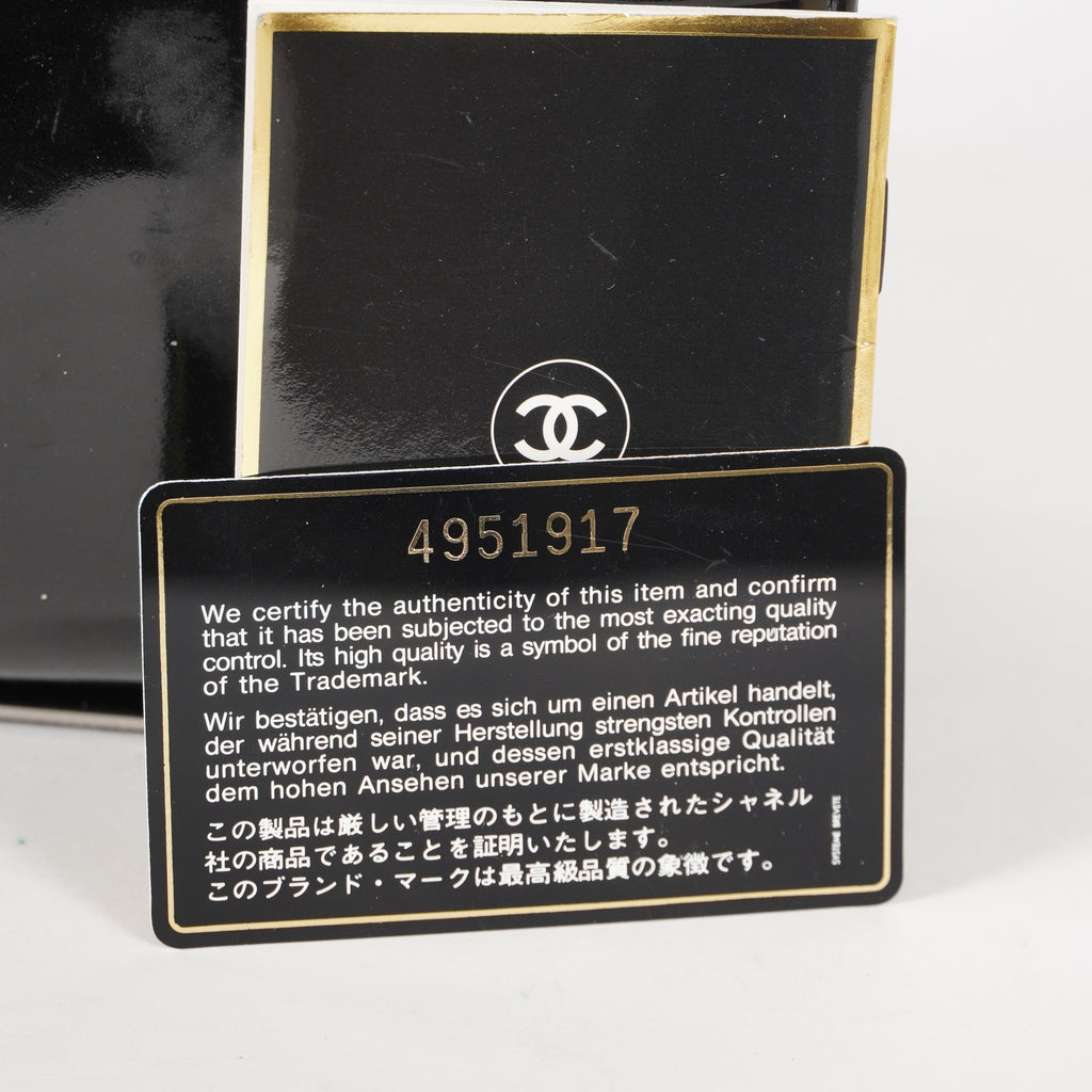CHANEL CC Logo Chain Shoulder Tote Bag Patent Leather Vintage Black 03E255170011
