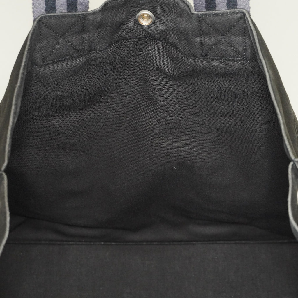 Hermes Fourre-Tout MM Black Canvas Leather Tote Bag Used Auth 09E02825011