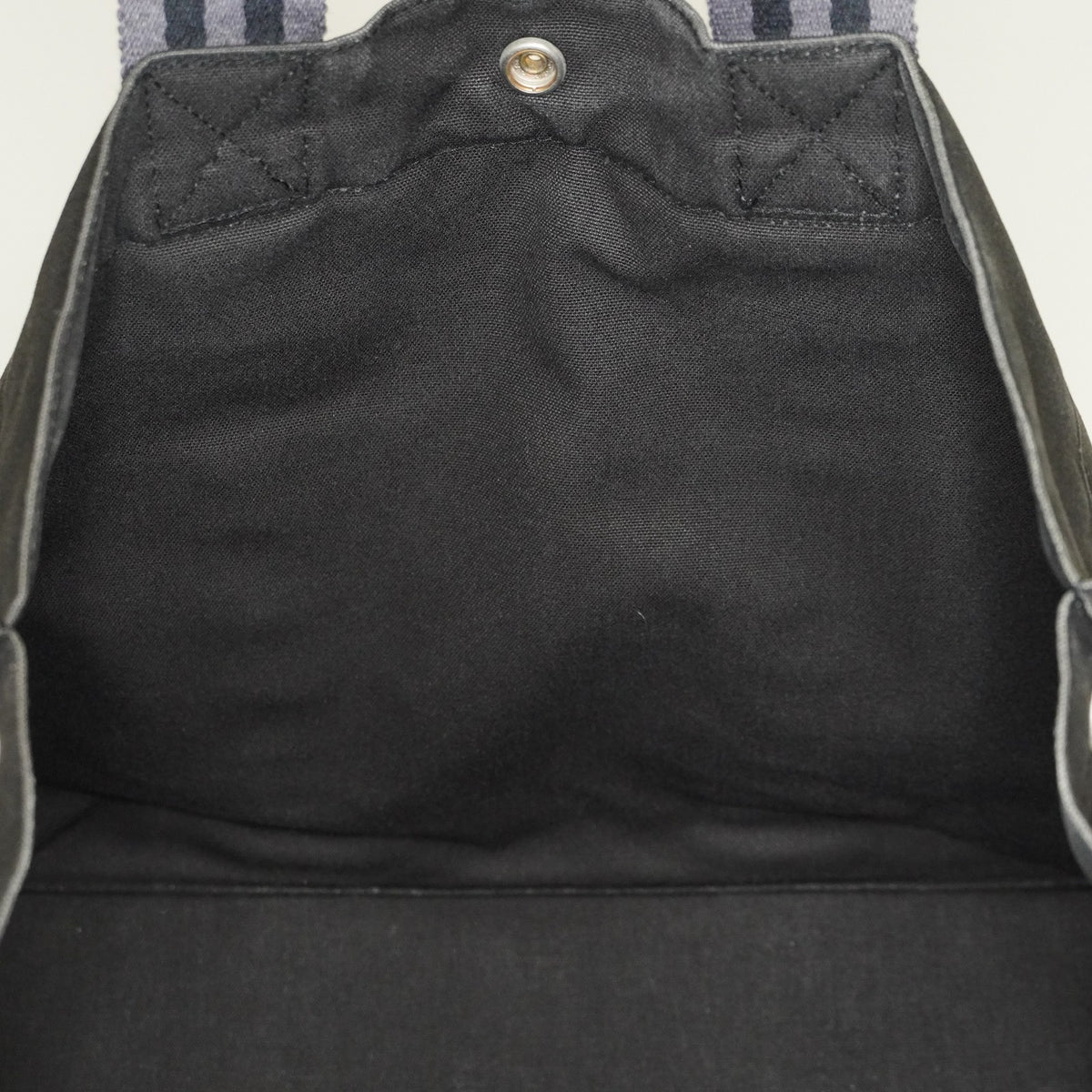Hermes Fourre-Tout MM Black Canvas Leather Tote Bag Used Auth 09E02825011