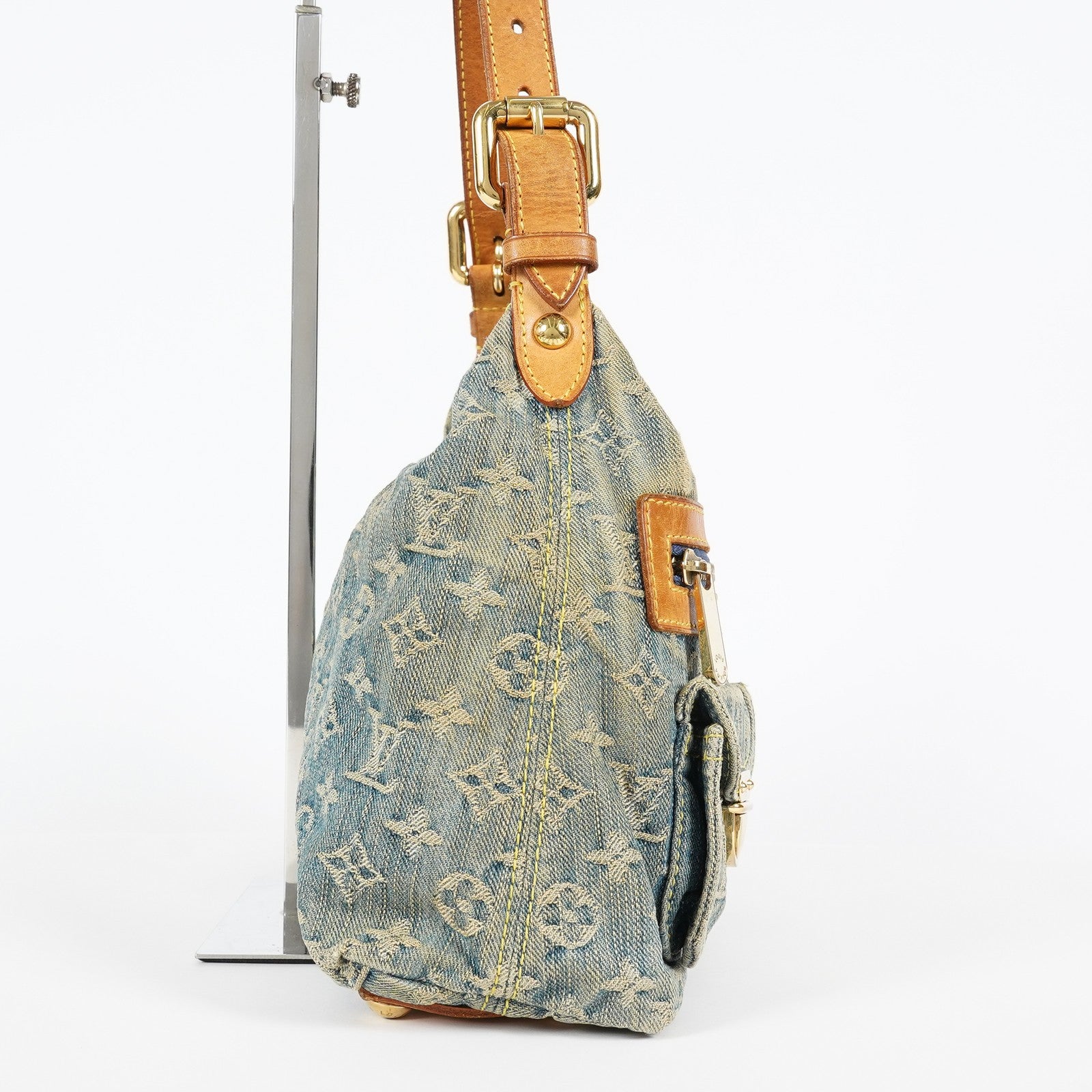 Louis Vuitton M95049 Monogram Denim Baggy Shoulder Bag Blue Used 07E019570019