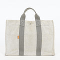 Hermes Fourre-Tout MM Gray Canvas Tote Hand Bag Used Vintage Auth 07E27825005