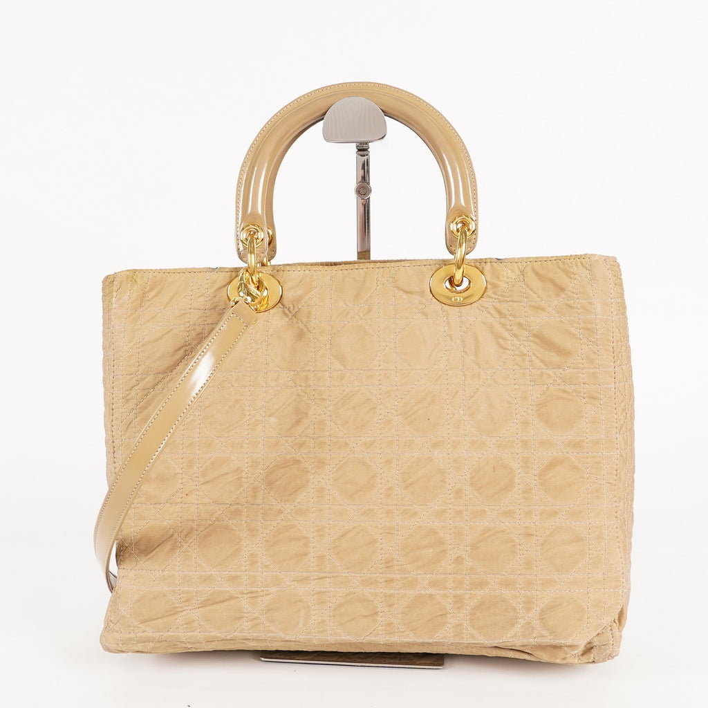 Christian Dior Vintage Lady Bag Cannage Quilt Nylon Medium beige 02A083946805