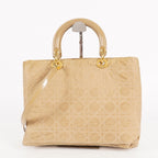 Christian Dior Vintage Lady Bag Cannage Quilt Nylon Medium beige 02A083946805