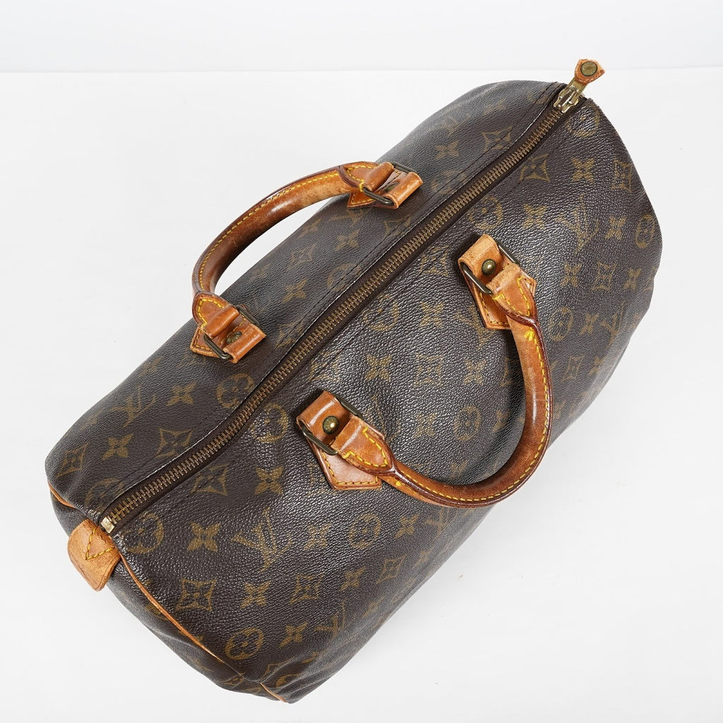 Louis Vuitton Speedy 35 Monogram Brown Boston Hand Bag M41524 Used 08E104070012