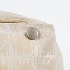 Chanel Travel Line Tote Bag Beige Nylon Leather Used Handbag 09M351246308