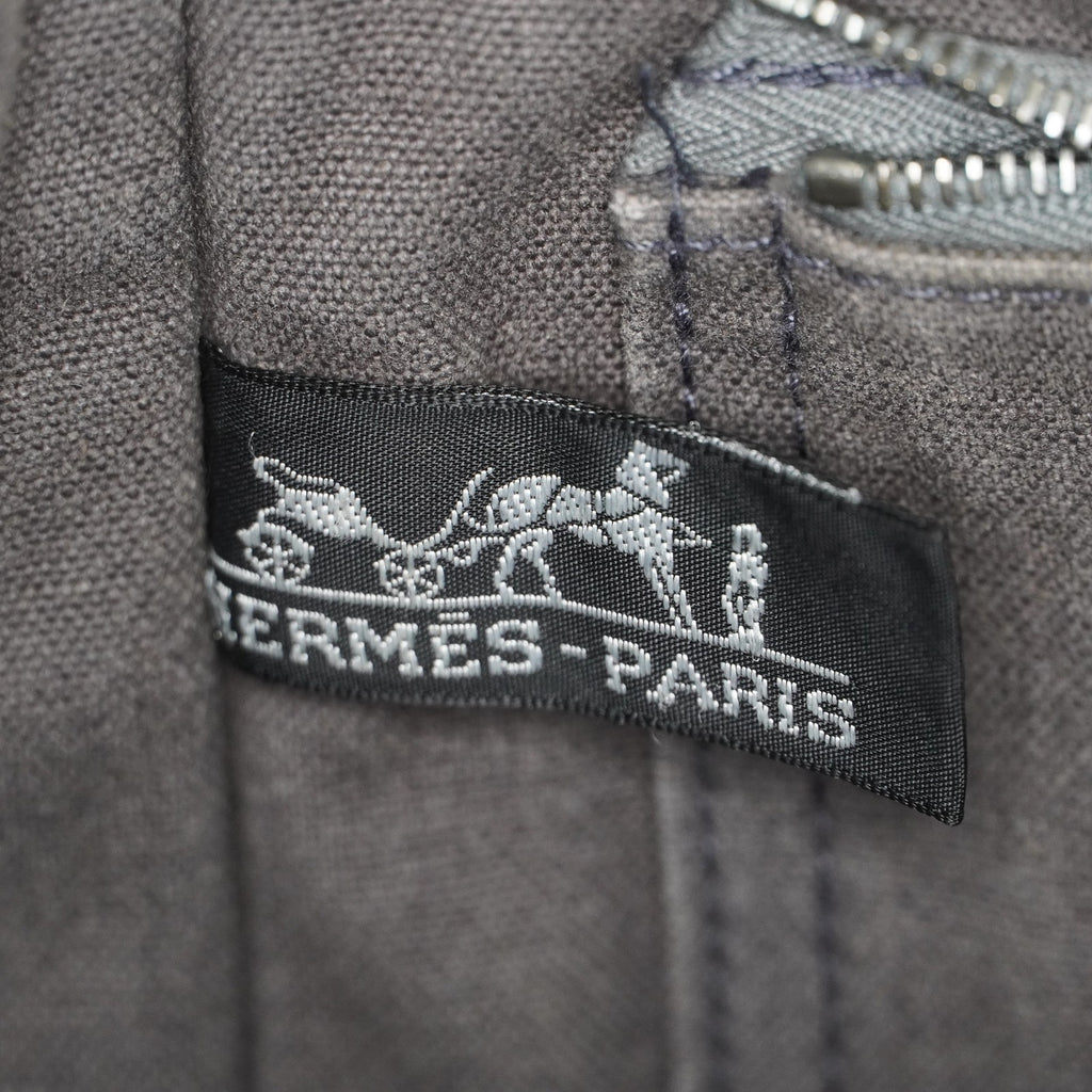 Hermes Fourre-Tout PM Tote Bag Canvas Gray Used Vintage Handbag 07E13825007