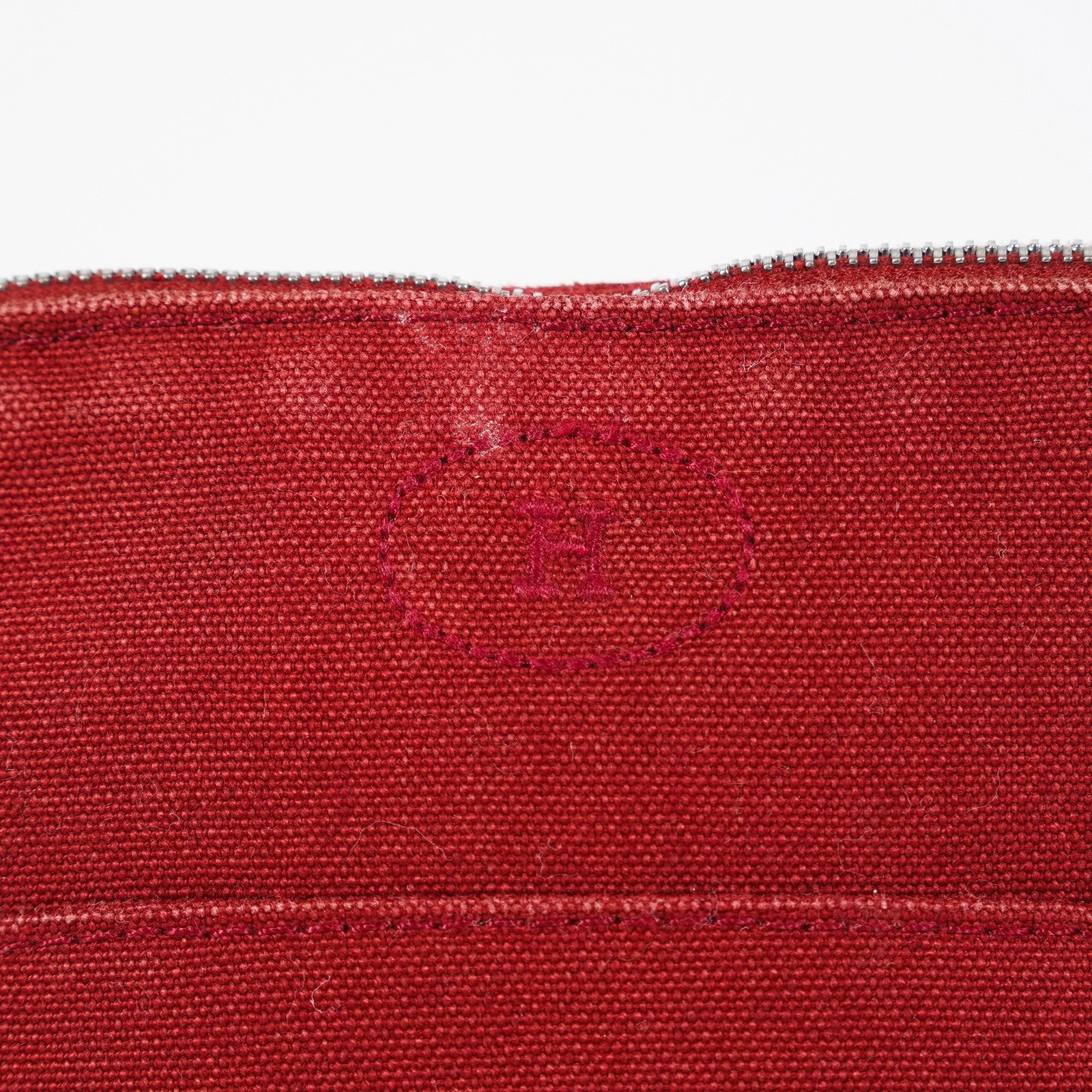 Hermes Bolide Pouch 18 Mini Brick Red Cotton Canvas Vintage Used 07E22715009