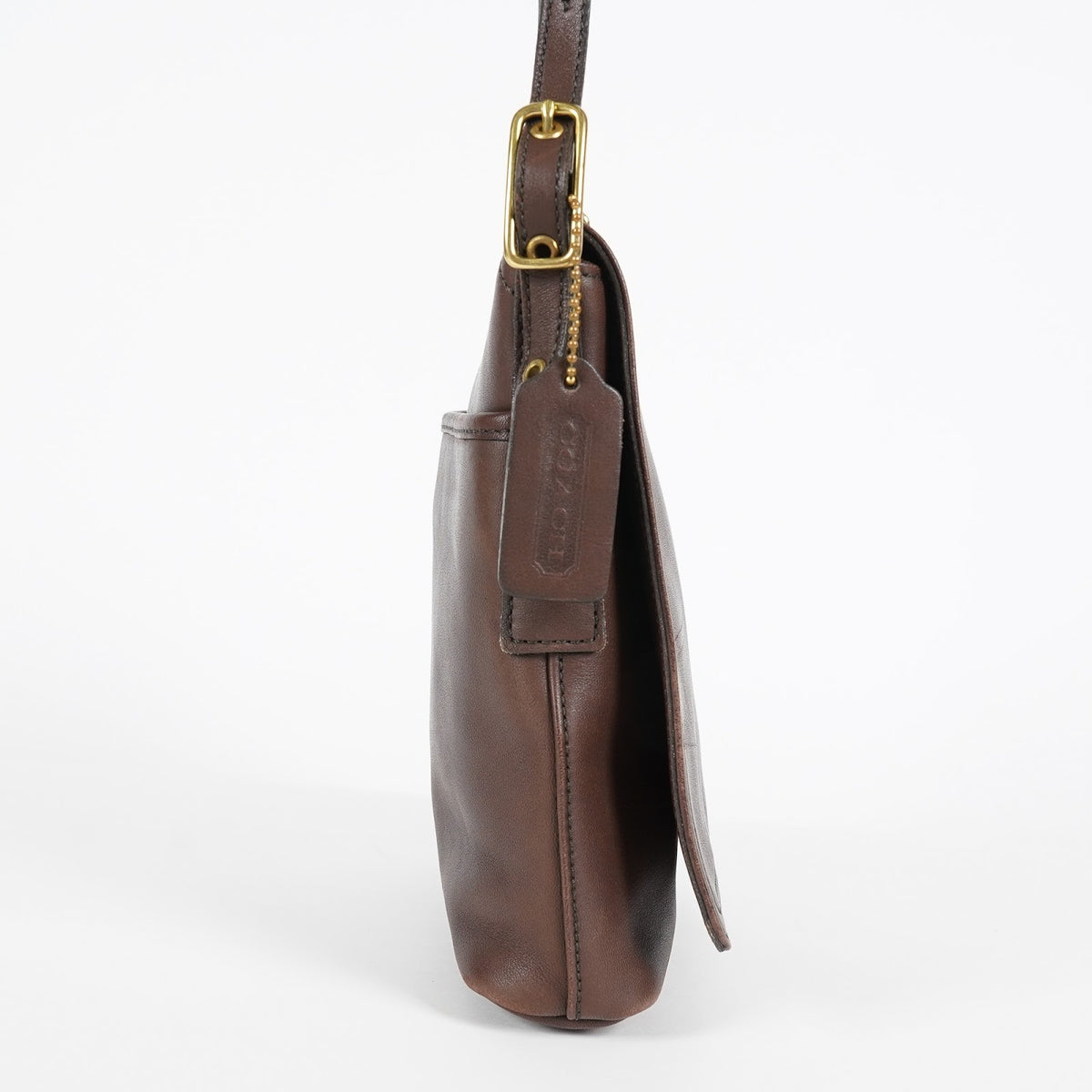 COACH 9821 Vintage Brown Glove-Tanned Leather Flap Shoulder Bag Used 08M23623217