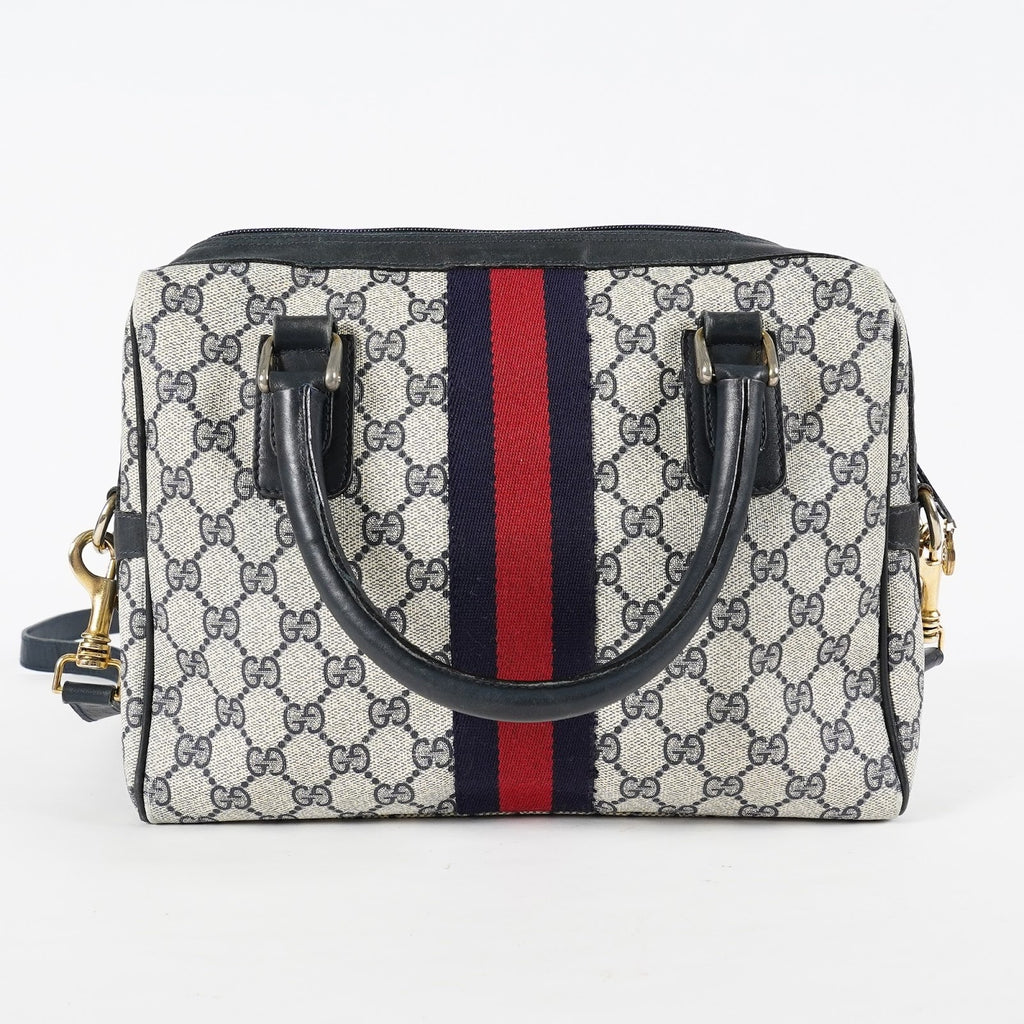 GUCCI Vintage Sherry Line GG Canvas Mini Boston Bag Navy Web 08E393190010