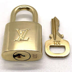 LOUIS VUITTON PadLock Lock & Key Brass Gold Authentic Number random JP Used