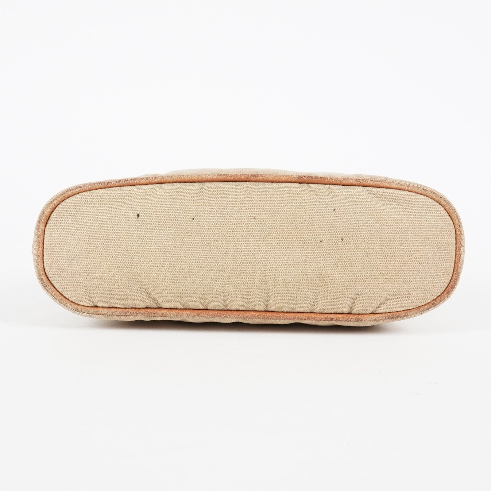 Hermes Bolide Pouch 21 Beige Canvas Leather Cosmetic Pouch Used 08E23495007