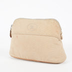 Hermes Bolide Pouch 21 Beige Canvas Leather Cosmetic Pouch Used 08E23495007