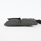 Gucci GG Denim Waist Belt Bag 30cm Black Leather Trim Used Vintage 08E022310002