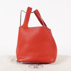 Hermes Picotin Lock PM Red ClemenceLeather Silver Hardware 05E3318150016