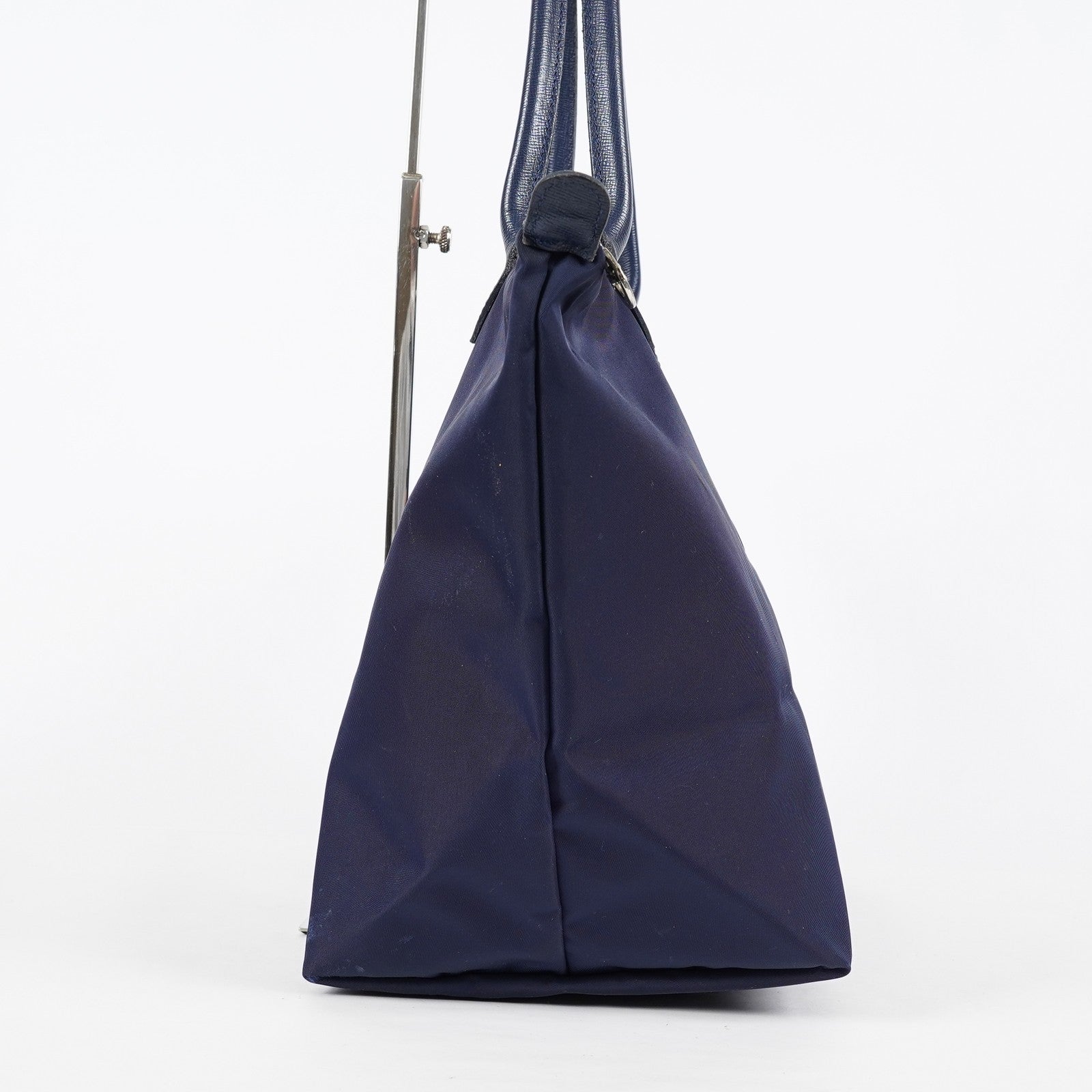 Longchamp Le Pliage Navy Nylon Long Handle Tote Shoulder Bag Used 08A06660003