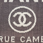 CHANEL Deauville Canvas Clutch Bag Pouch CC Logo Dark Brown Used 07A144118424