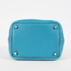 Hermes Picotin PM Hand Bag Blue Leather Silver Hardware Used 07E1018260027