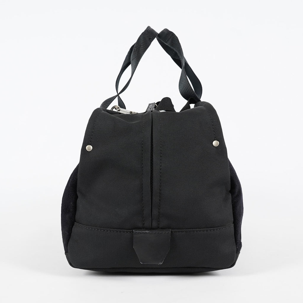CHANEL Sports Line Boston Bag 40cm Black Canvas Used Vintage Duffle 07E186930027