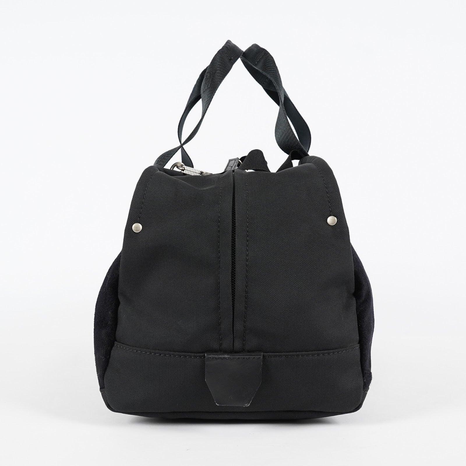 CHANEL Sports Line Boston Bag 40cm Black Canvas Used Vintage Duffle 07E186930027