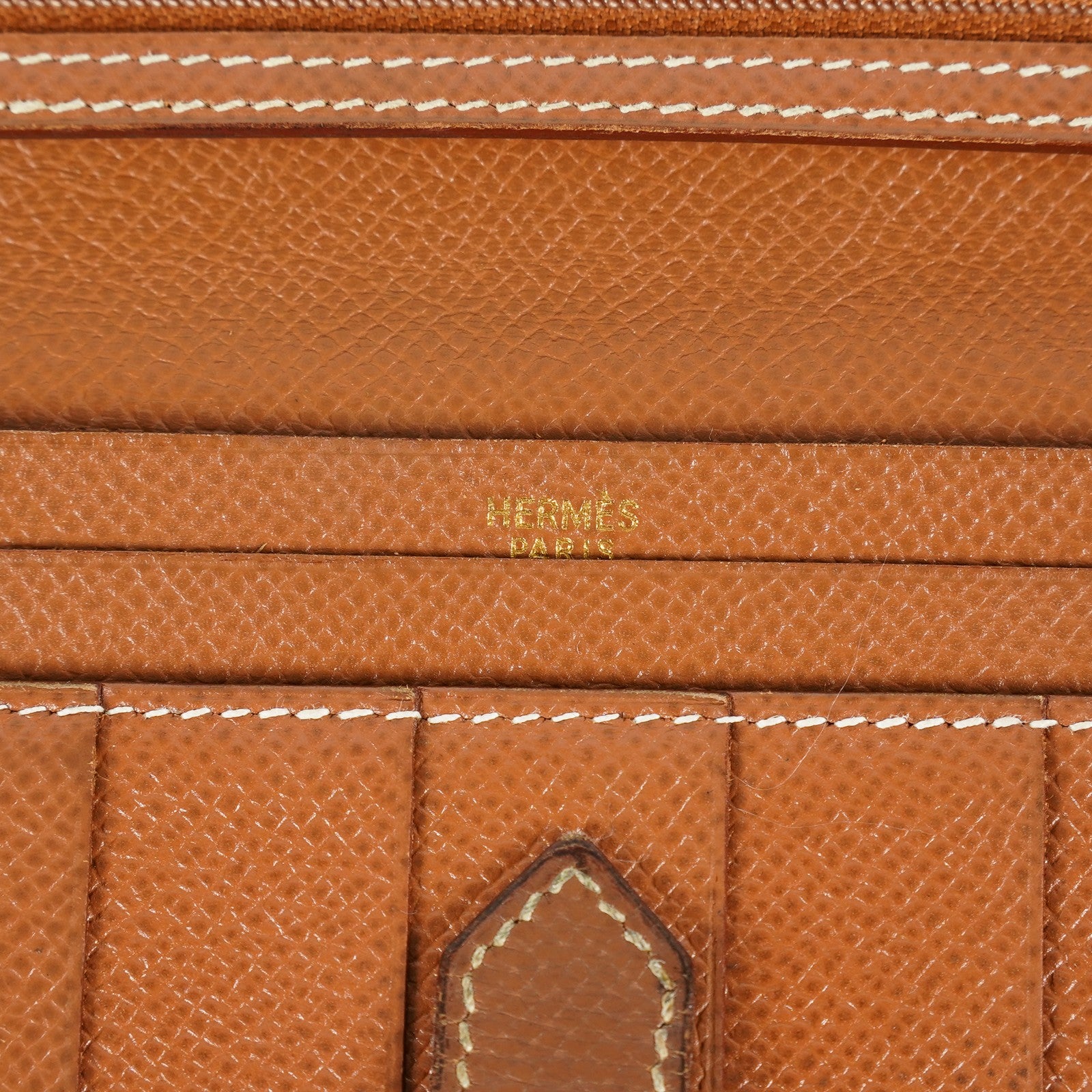 Hermes Bearn Soufflet Long Wallet Brown Leather Gold Hardware Used 08E022090008