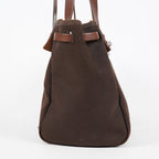 HERMES Herbag Cabas PM Brown Canvas & Leather Tote Bag Used Vintage 07A185720031