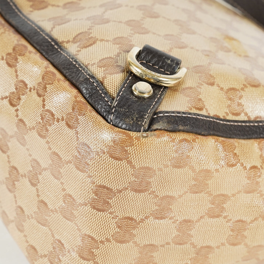 Gucci Abbey Tote Bag Beige GG Canvas Leather Shoulder Bag Vintage 09M032266016