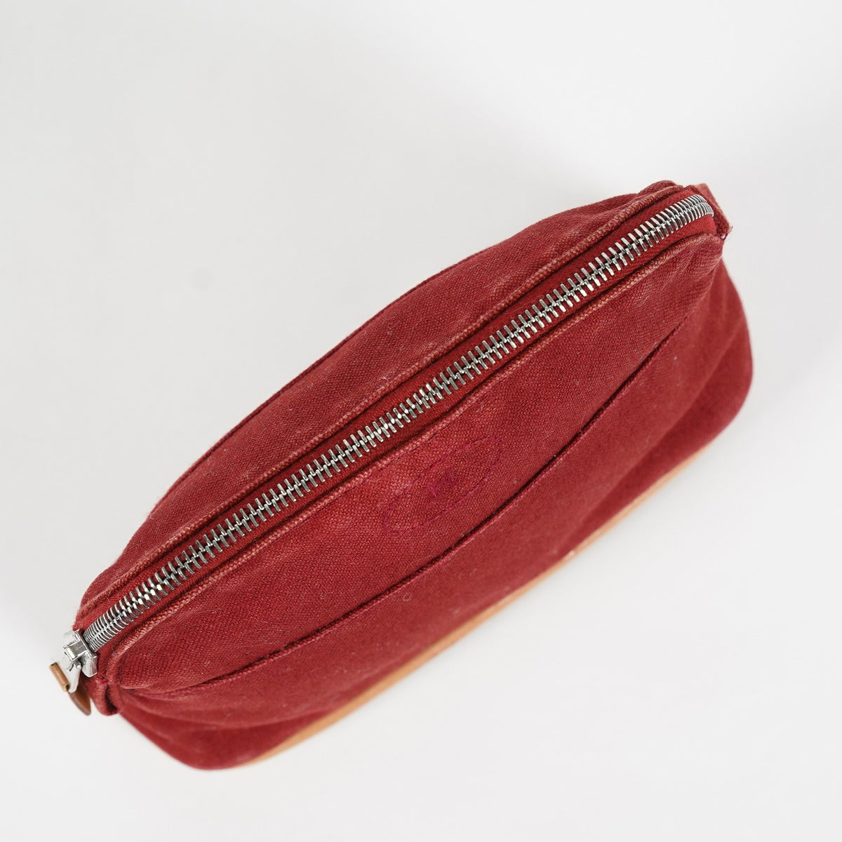 Hermes Bolide Pouch 18 Mini Brick Red Cotton Canvas Vintage Used 07E22715009