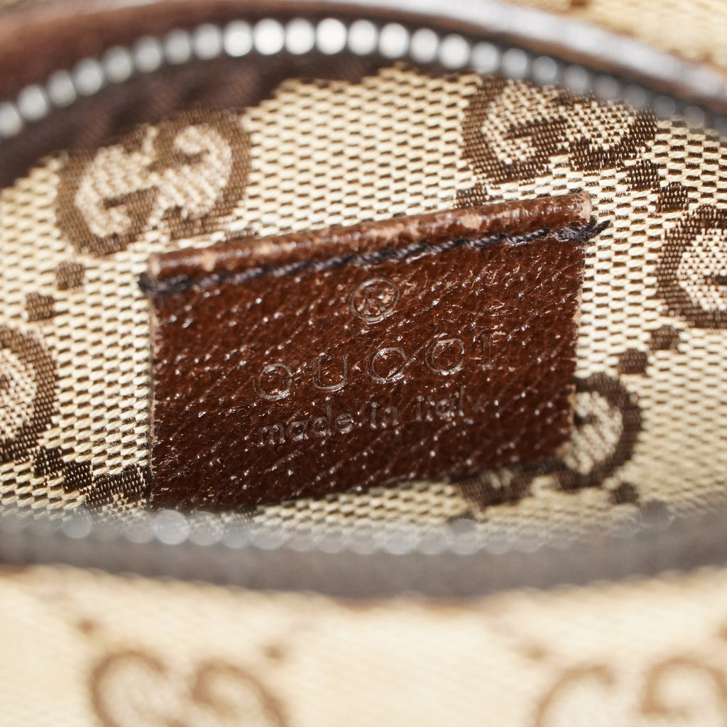 Gucci GG Canvas Waist Bag Belt Bag Beige Brown Leather Used Vintage 08A132516803