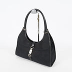 Gucci Jackie Vintage Handbag Shoulder Bag 30cm Black Canvas Leather 07E153190009