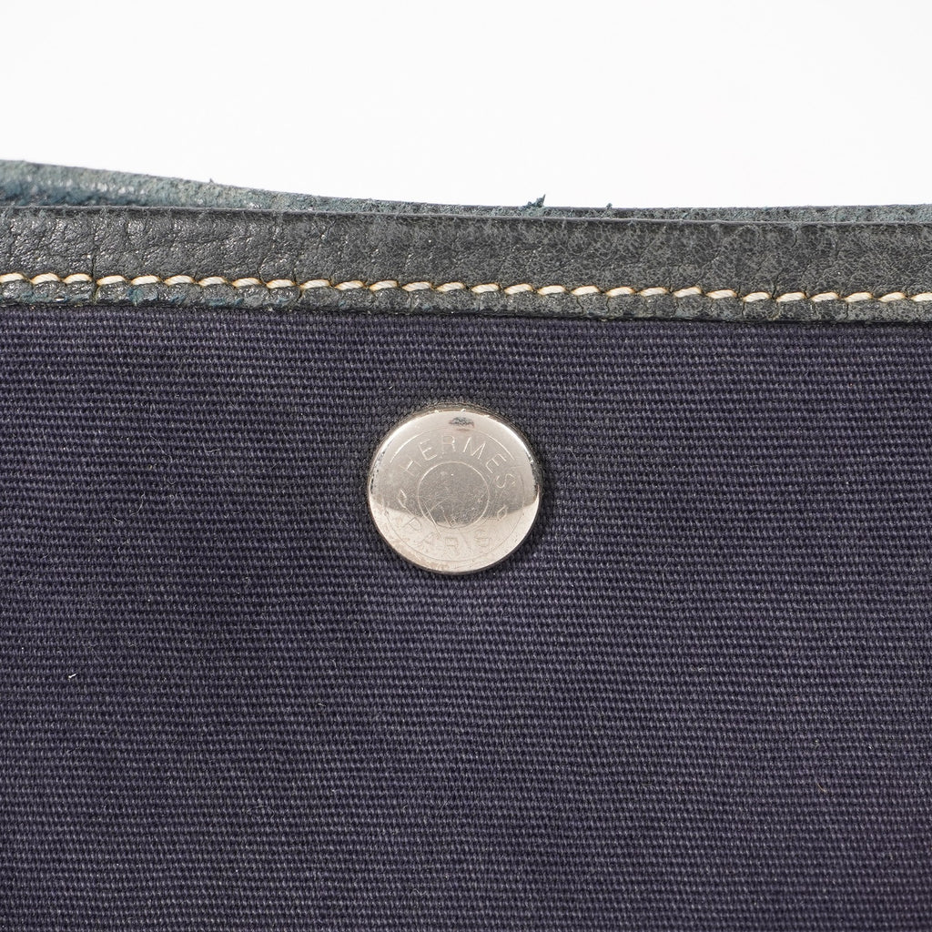 Authentic Hermes Garden Party MM Canvas Leather Tote Bag  02E056820003