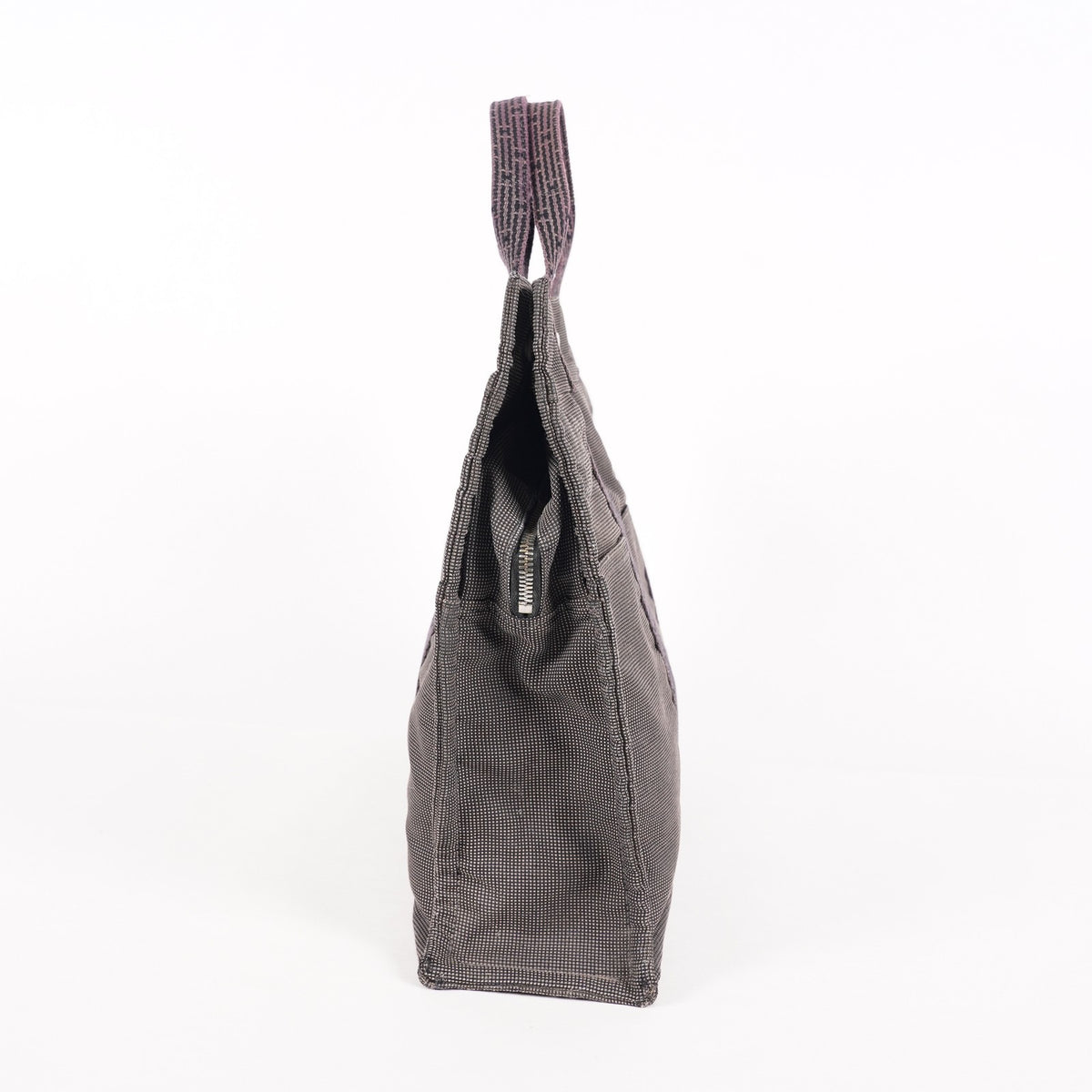 Auth Hermes Herline Tote MM Gray Canvas Silver HW Vintage Purse Used 07E22605005