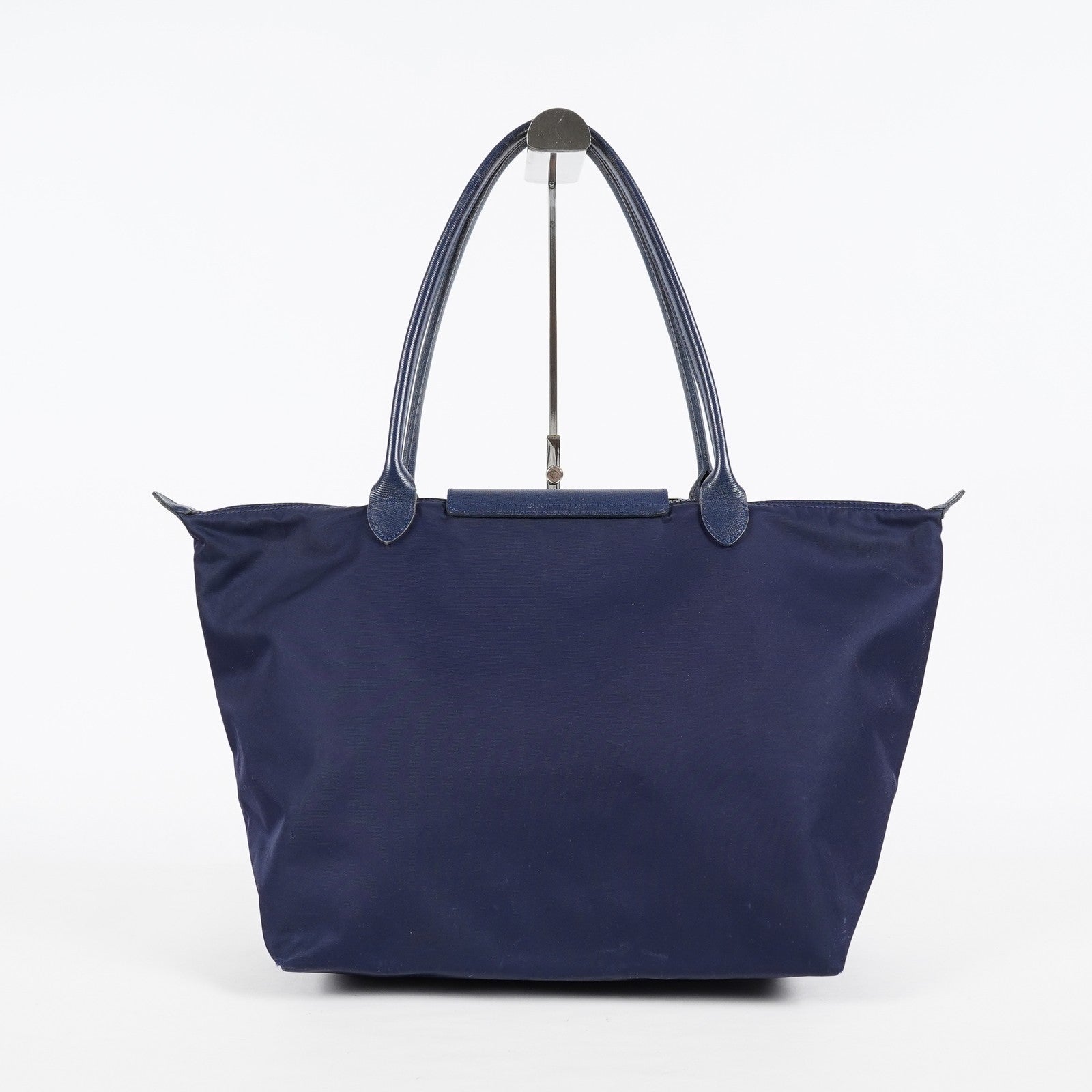 Longchamp Le Pliage Navy Nylon Long Handle Tote Shoulder Bag Used 08A06660003