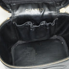 Chanel Caviar Skin Vanity Bag Top Handle 19cm Black Gold HW CC Used 08E066380006