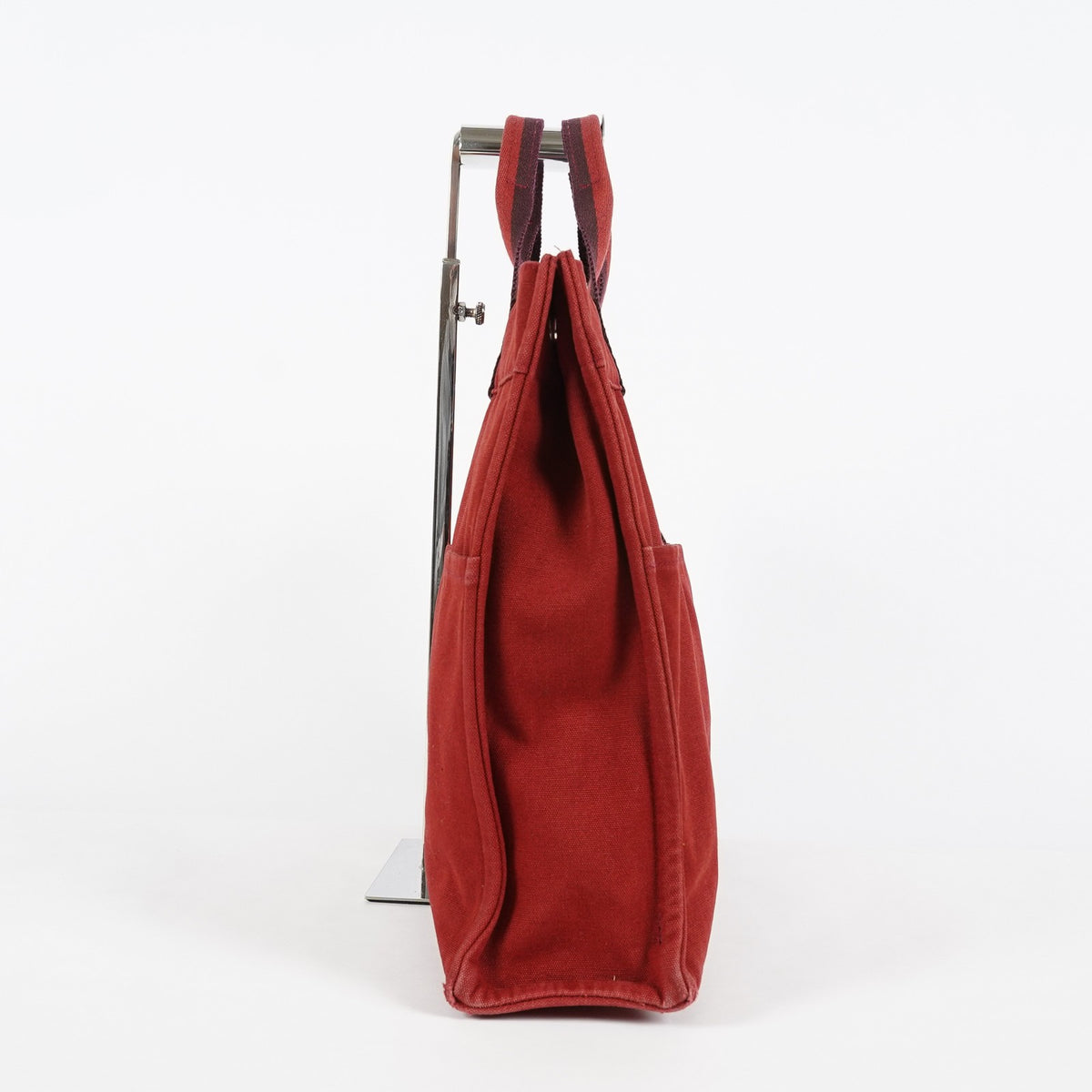 Hermes Fourre Tout GM Tote Bag Brick Red Canvas Used Vintage Women 07E16715009