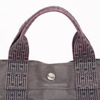 Hermes Herline Tote MM Gray Canvas Silver HW Bag Used Vintage Purse 07E22605005