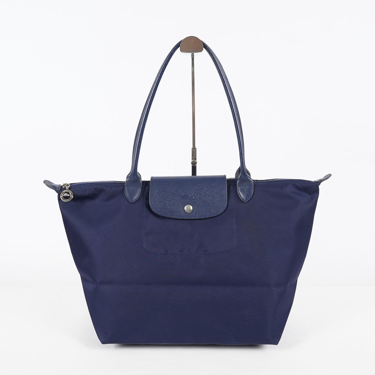 Longchamp Le Pliage Navy Nylon Long Handle Tote Shoulder Bag Used 08A06660003