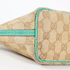 Gucci GG Canvas Boat Pochette Shoulder Bag Beige Green Used Vintage 08E012310002