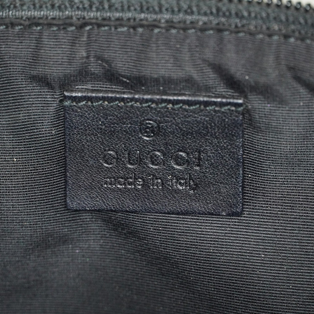 Gucci GG Canvas Boat Pochette Accessory Pouch Bag Gray Black Used 08E012530012