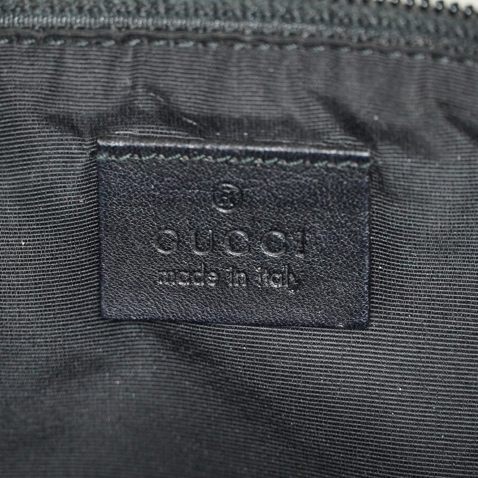 Gucci GG Canvas Boat Pochette Accessory Pouch Bag Gray Black Used 08E012530012