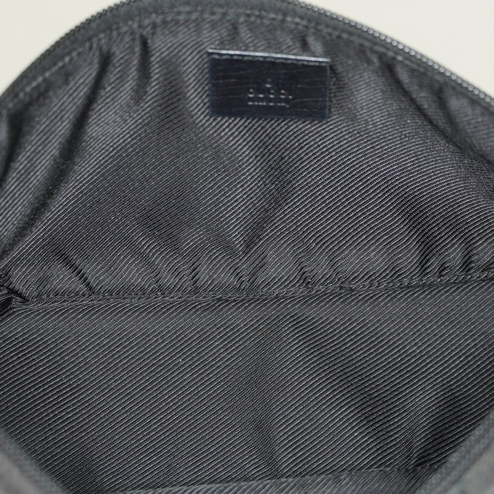 Gucci GG Canvas Boat Pochette 22cm Black Leather Trim Vintage Used 07E022310029