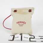 Hermes Aline Mini Beige Canvas Red Leather Shoulder Bag Used 08E082090008